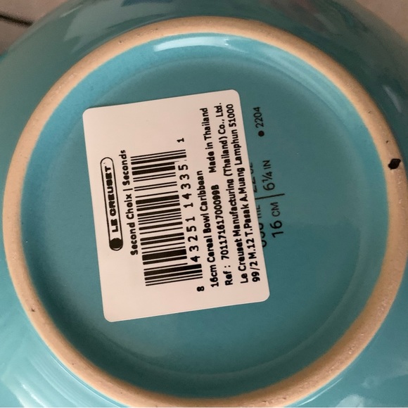 NEW 2 Le Creuset Second Choix CARIBBEAN BLUE 16 cm Stoneware Cereal Bowls - Picture 4 of 4